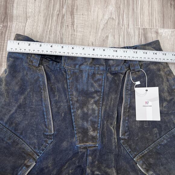 Projectisr XIFHEVIL Layered Paneled Robotic Mens Wide-Leg Jeans Size L (W30 L28) - Picture 6 of 16